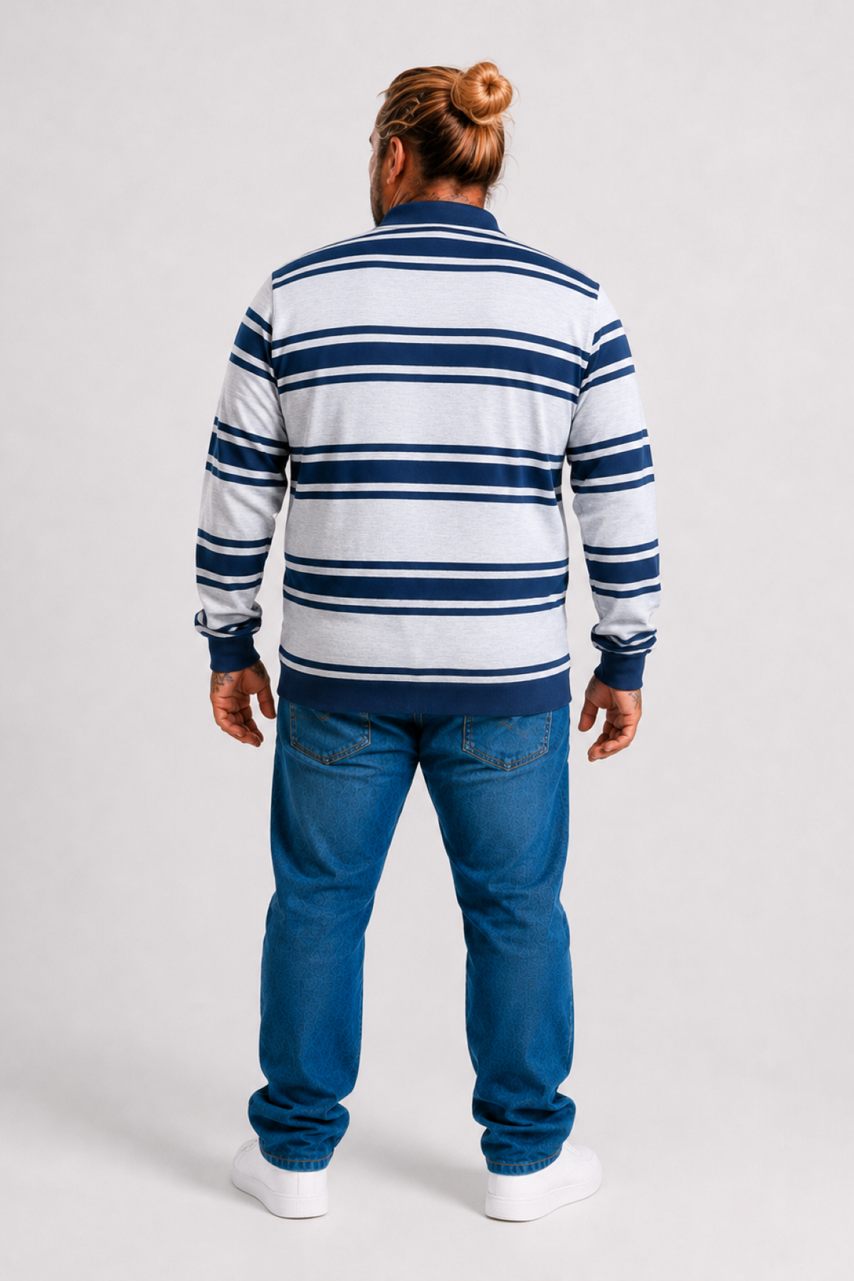 MocGrande Büyük Beden Erkek Polo Yaka Sweatshirt 22404 GRI