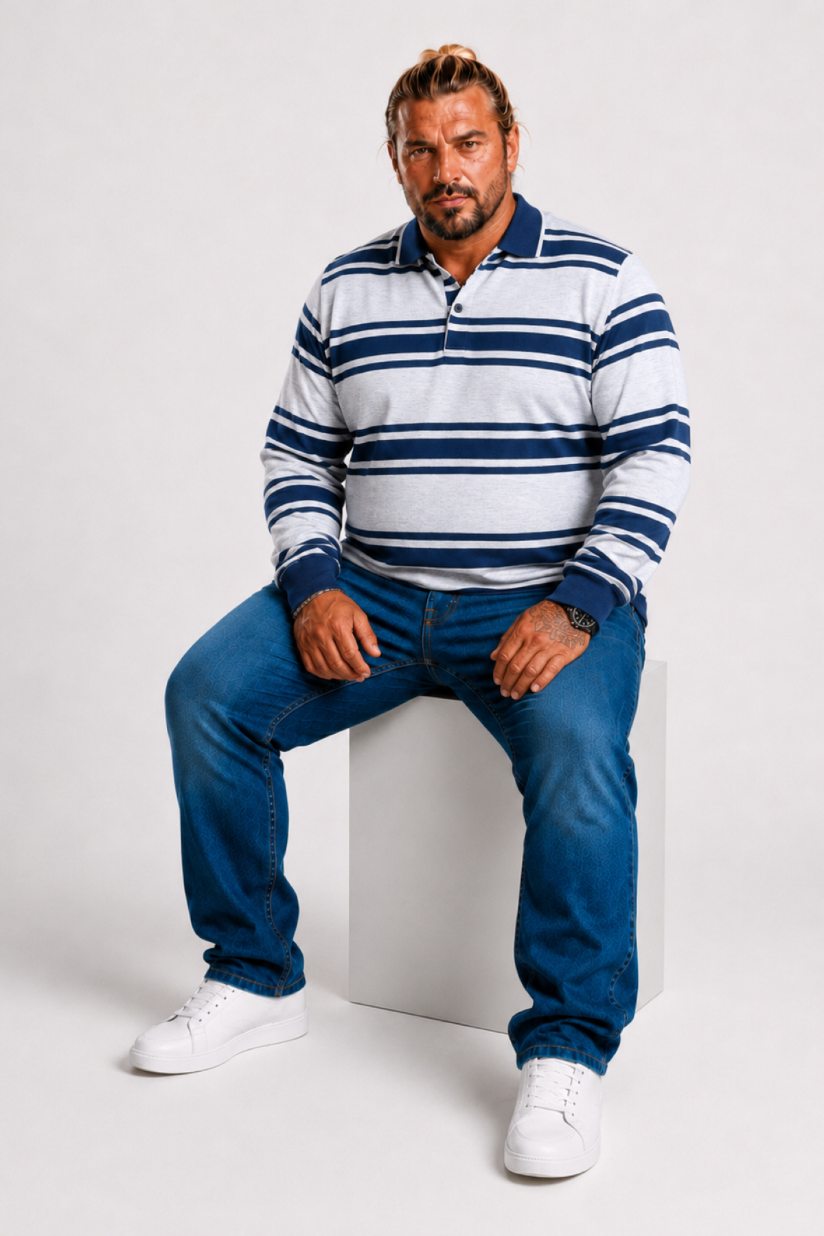 MocGrande Büyük Beden Erkek Polo Yaka Sweatshirt 22404 GRI