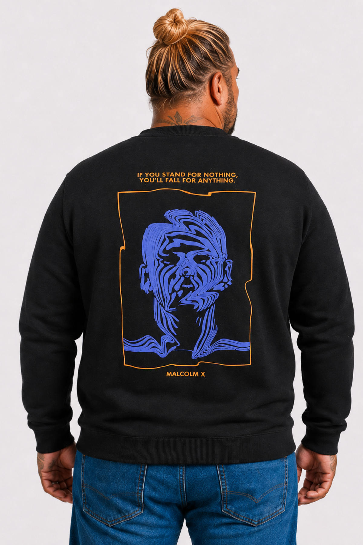 Mocgrande Büyük Beden Erkek Sweat MalcolmX 22735 SIYAH
