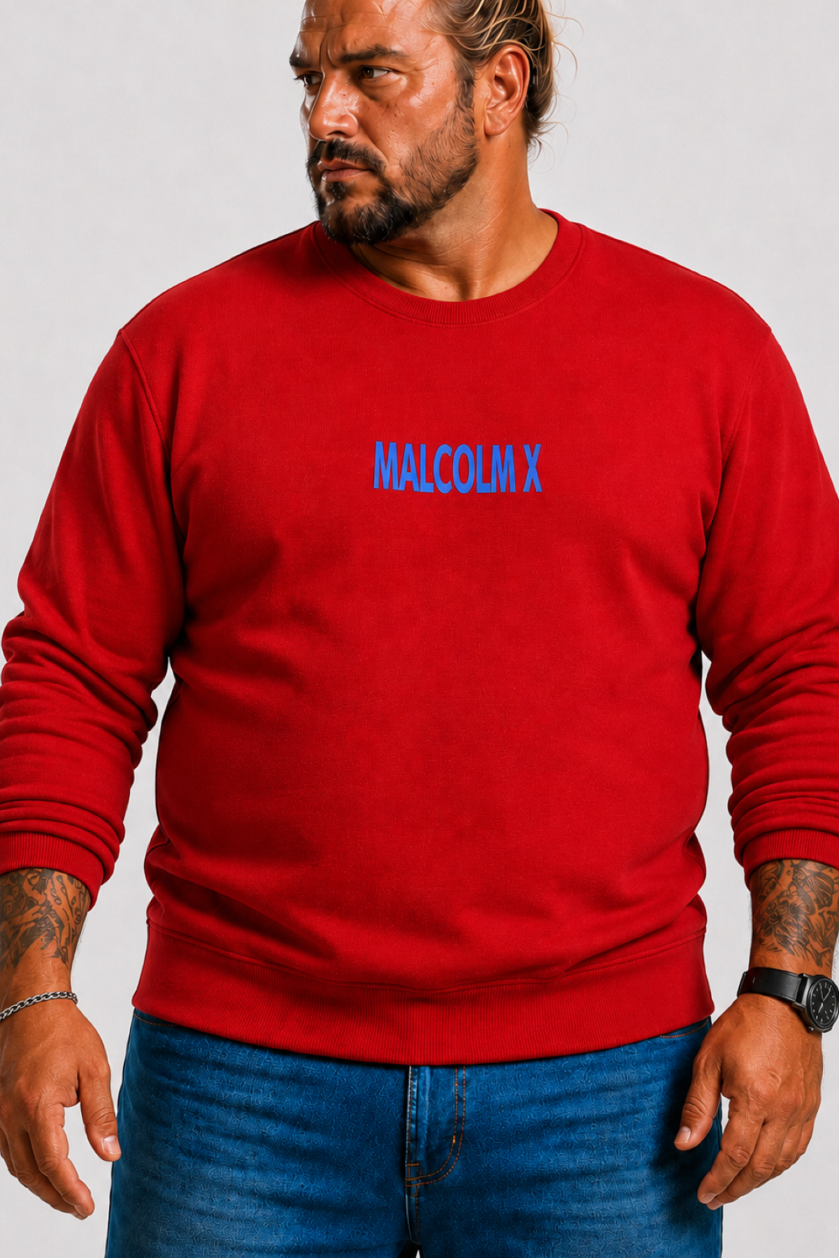 Mocgrande Büyük Beden Erkek Sweat MalcolmX 22735 BORDO