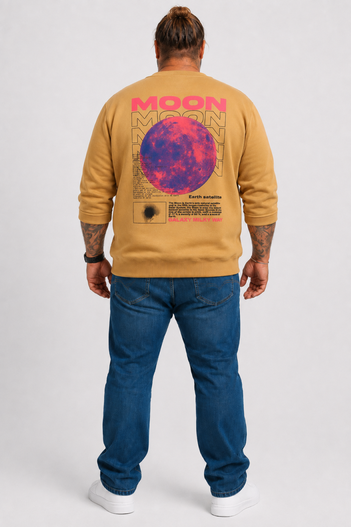 Mocgrande Büyük Beden Erkek Sweat Moon 22731 Vizon