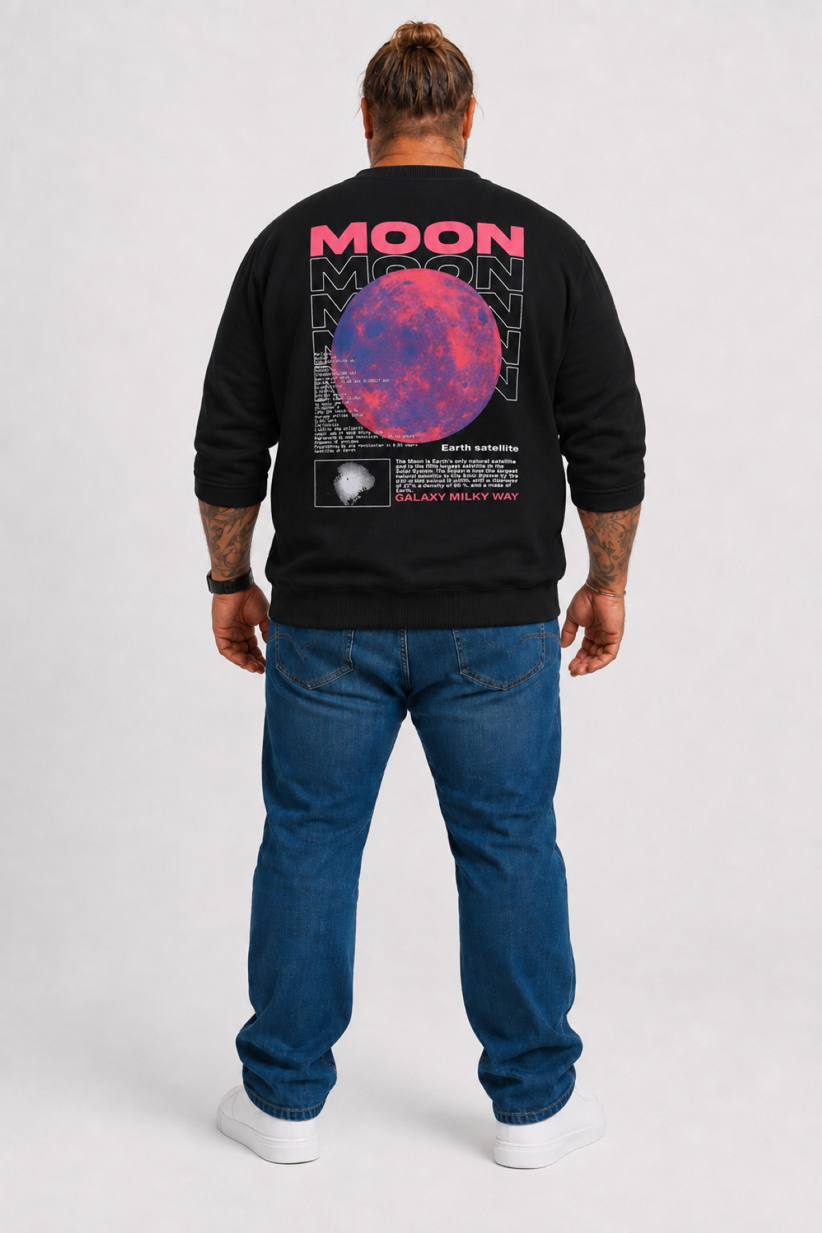 Mocgrande Büyük Beden Erkek Sweat Moon 22731 SIYAH