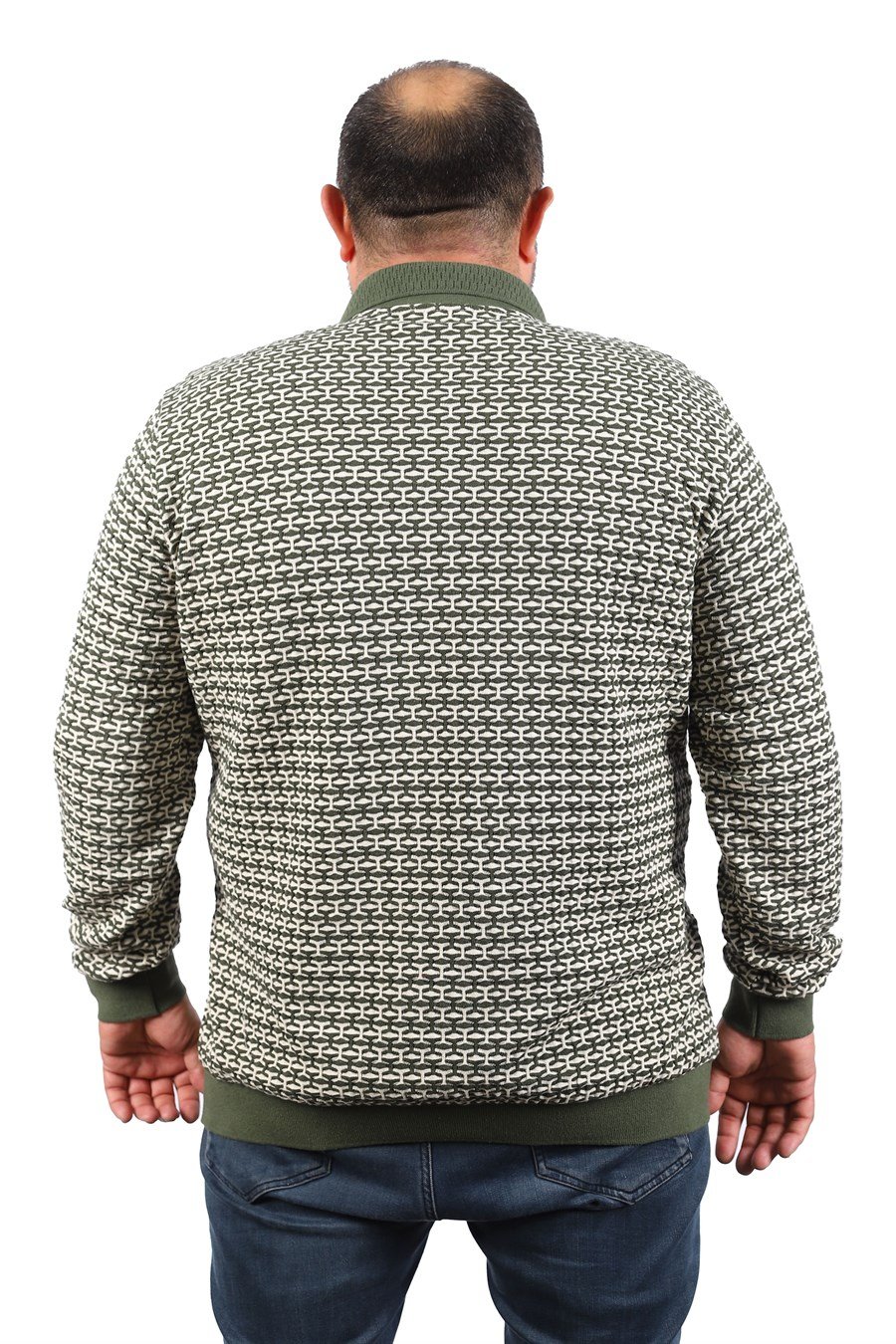 MocGrande Büyük Beden Erkek Sweatshirt Polo Yaka 22714