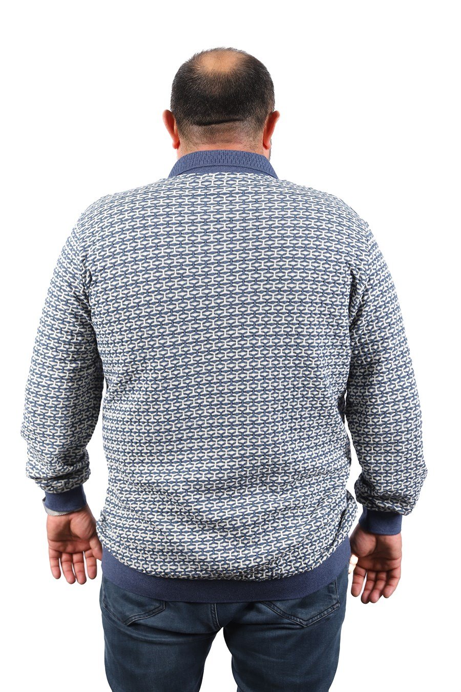 MocGrande Büyük Beden Erkek Sweatshirt Polo Yaka 22714