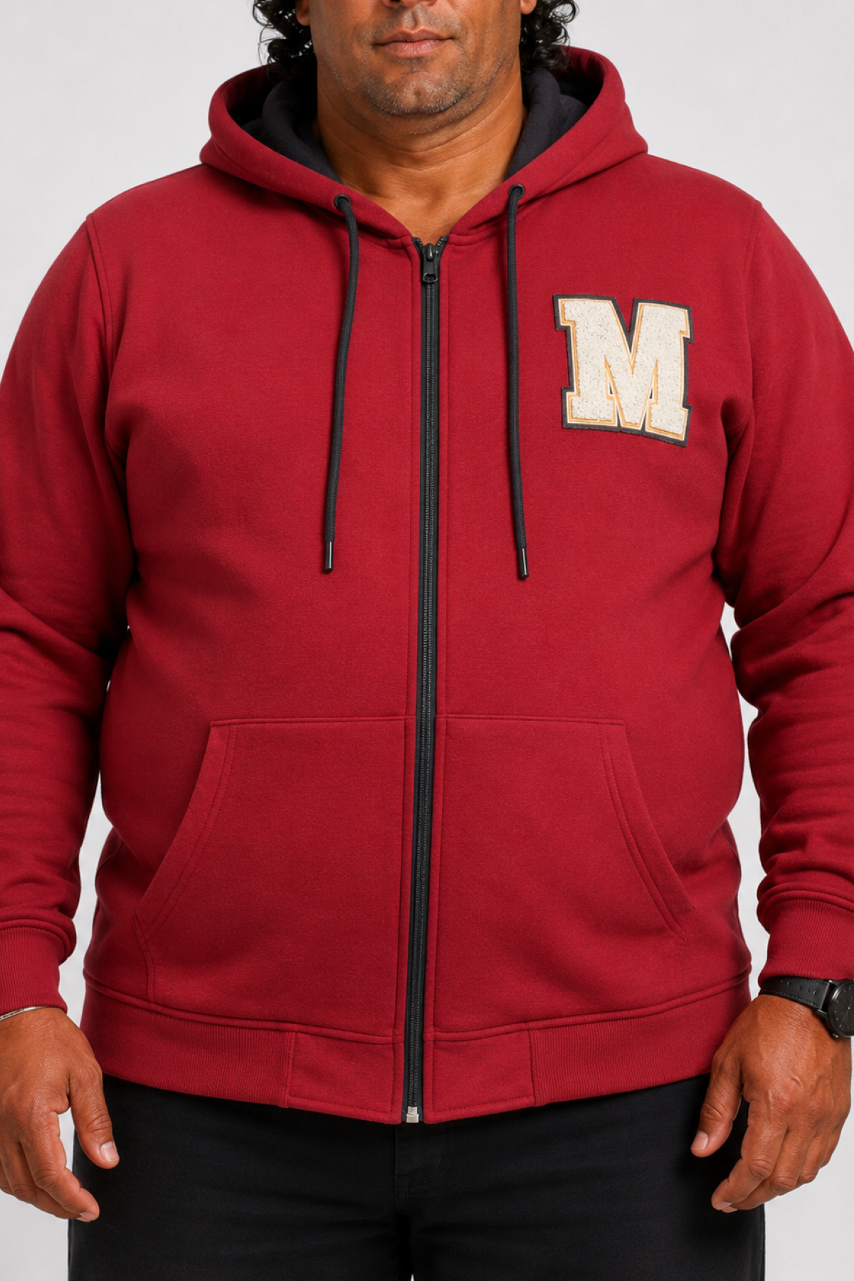 MocGrande Büyük Beden Fermuarlı Sweat M 23217 BORDO