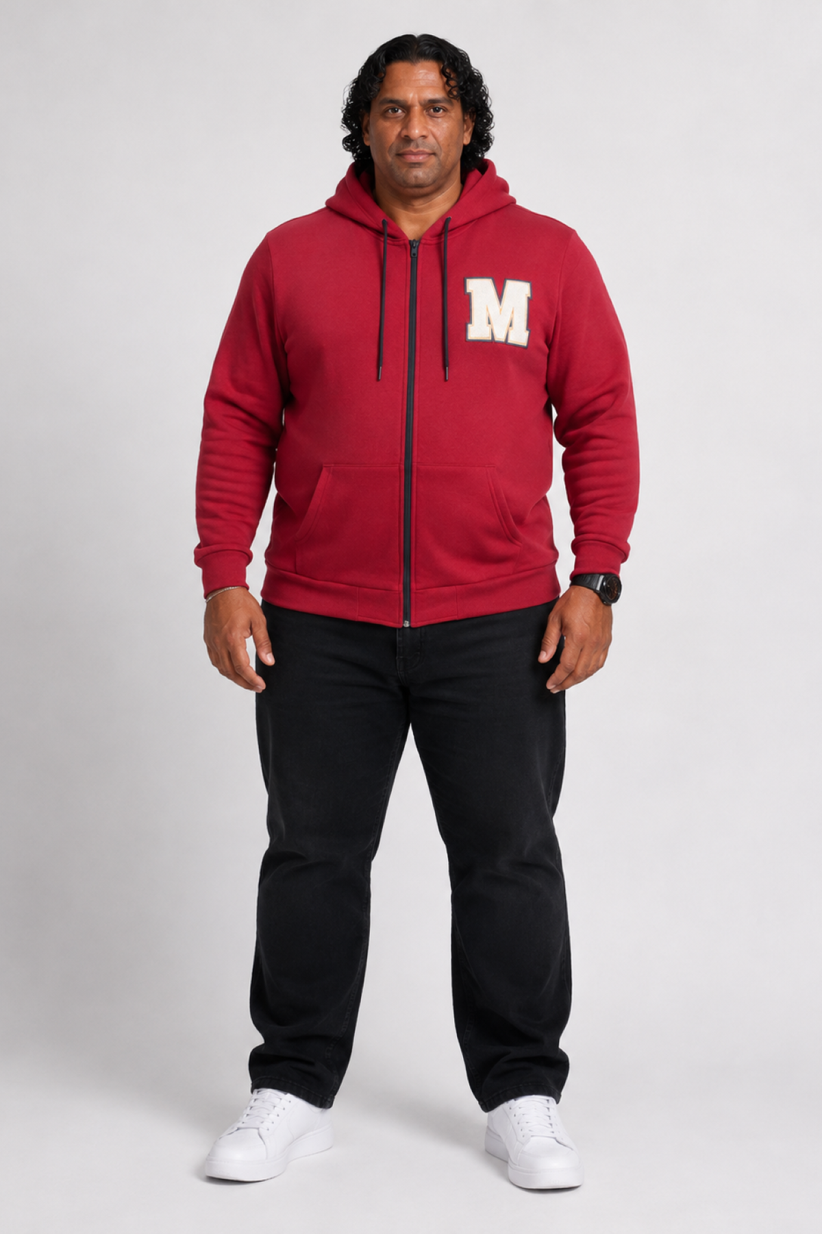MocGrande Büyük Beden Fermuarlı Sweat M 23217 BORDO