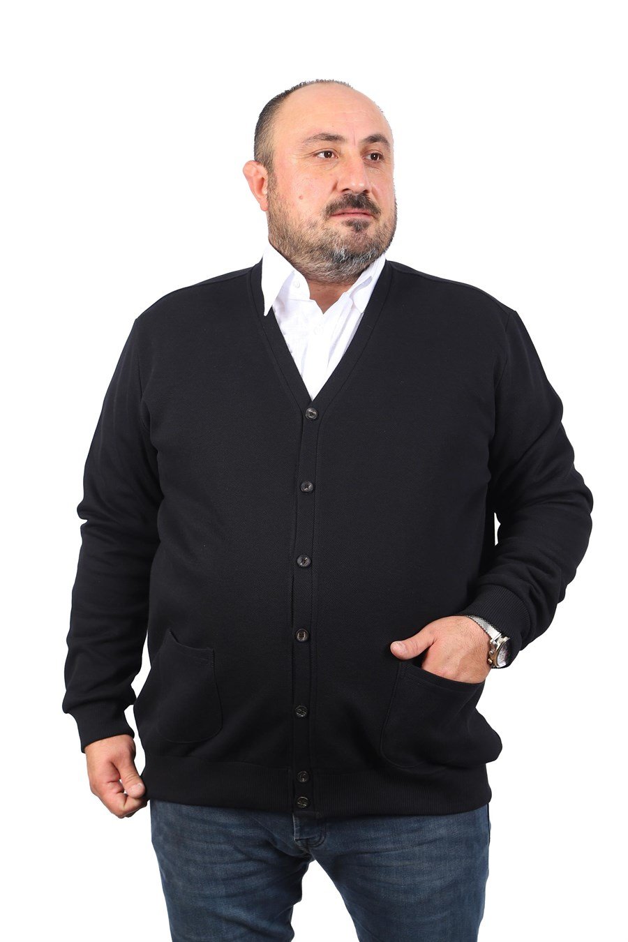 Mocgrande Büyük Beden Hırka Düğmeli Double Face 22802