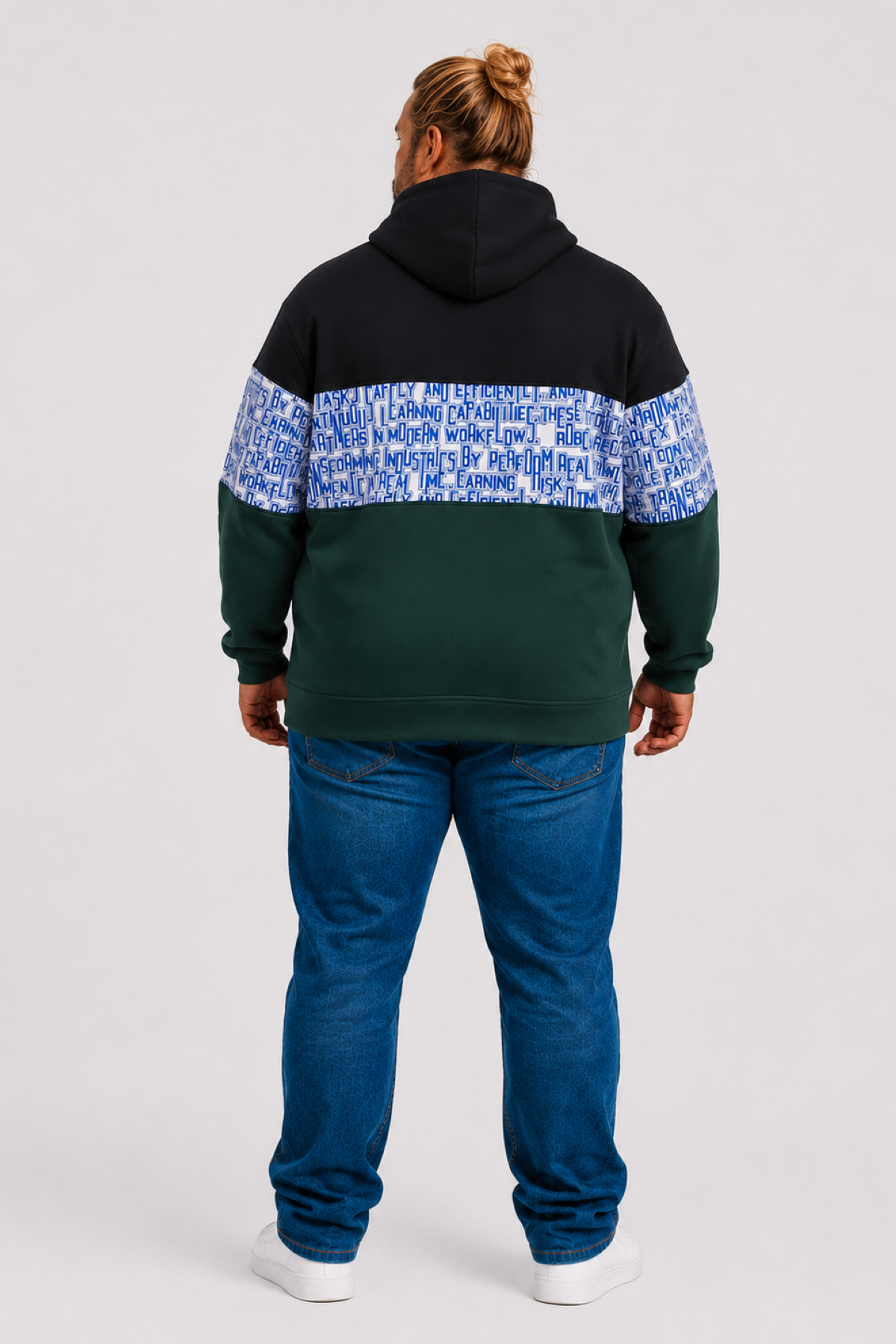 MocGrande Büyük Beden Kapüşonlu 3ip Sweat Transforming 25713 LACIVERT