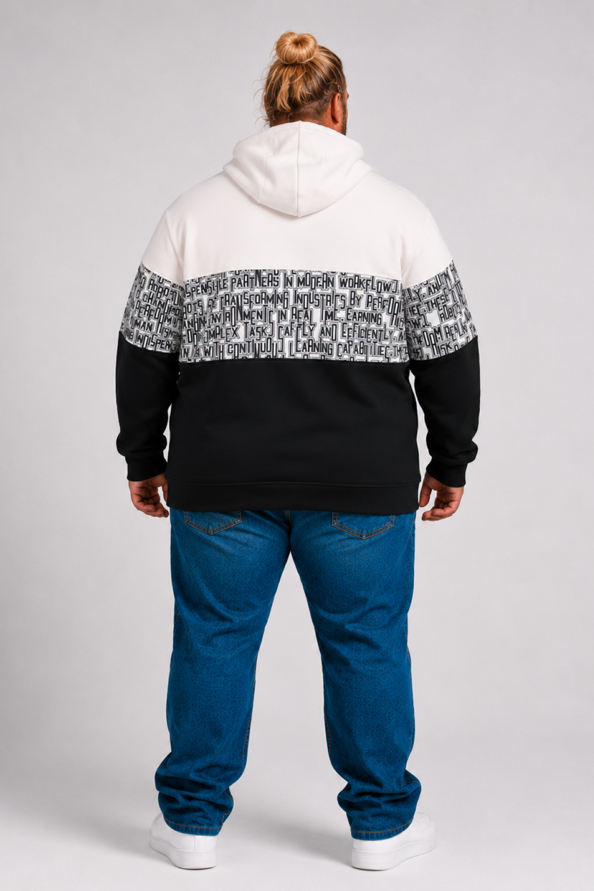 MocGrande Büyük Beden Kapüşonlu 3ip Sweat Transforming 25713 BEJ