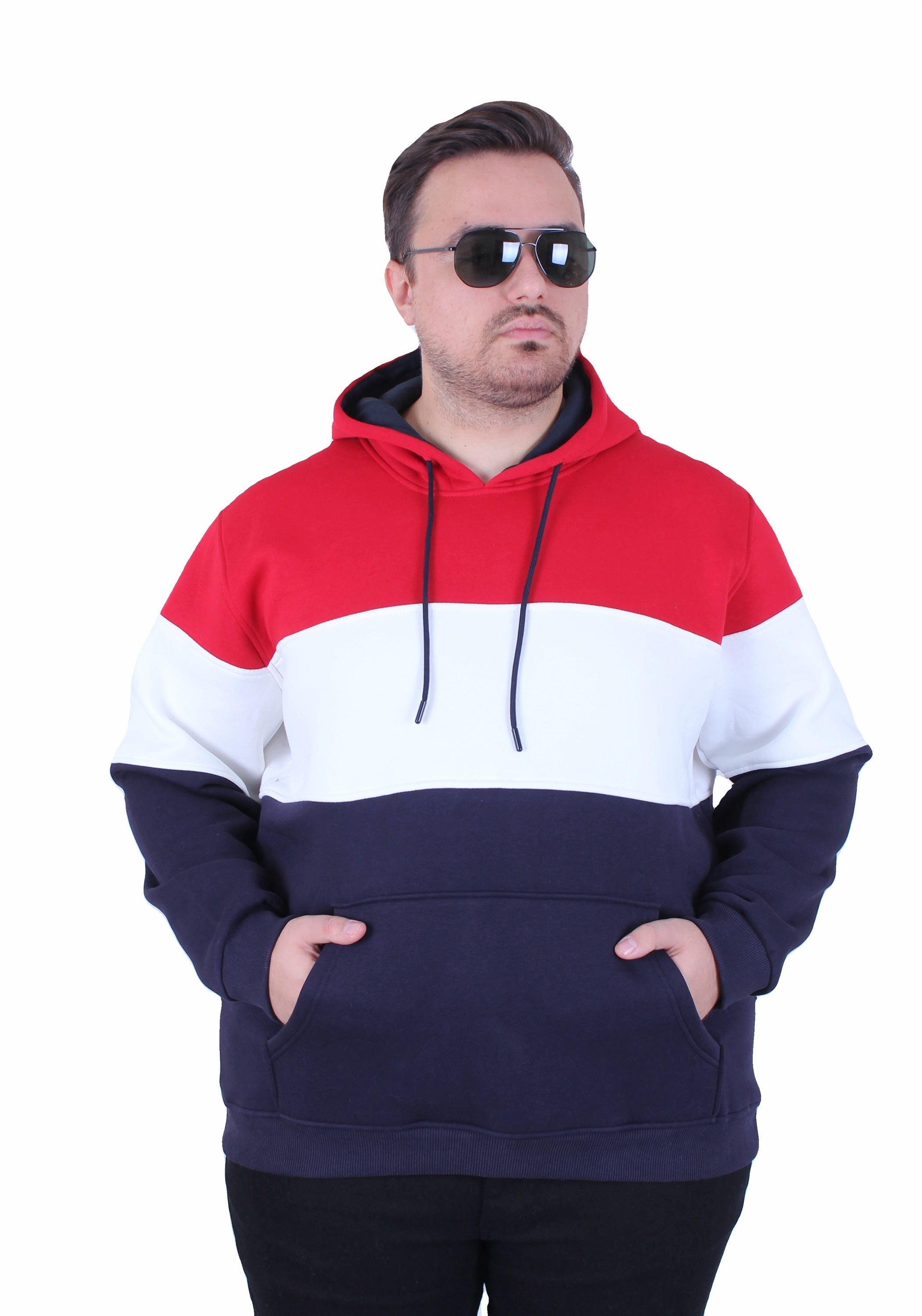 Mocgrande Büyük Beden Kapüşonlu 3ip Sweat MG 25725 KIRMIZI