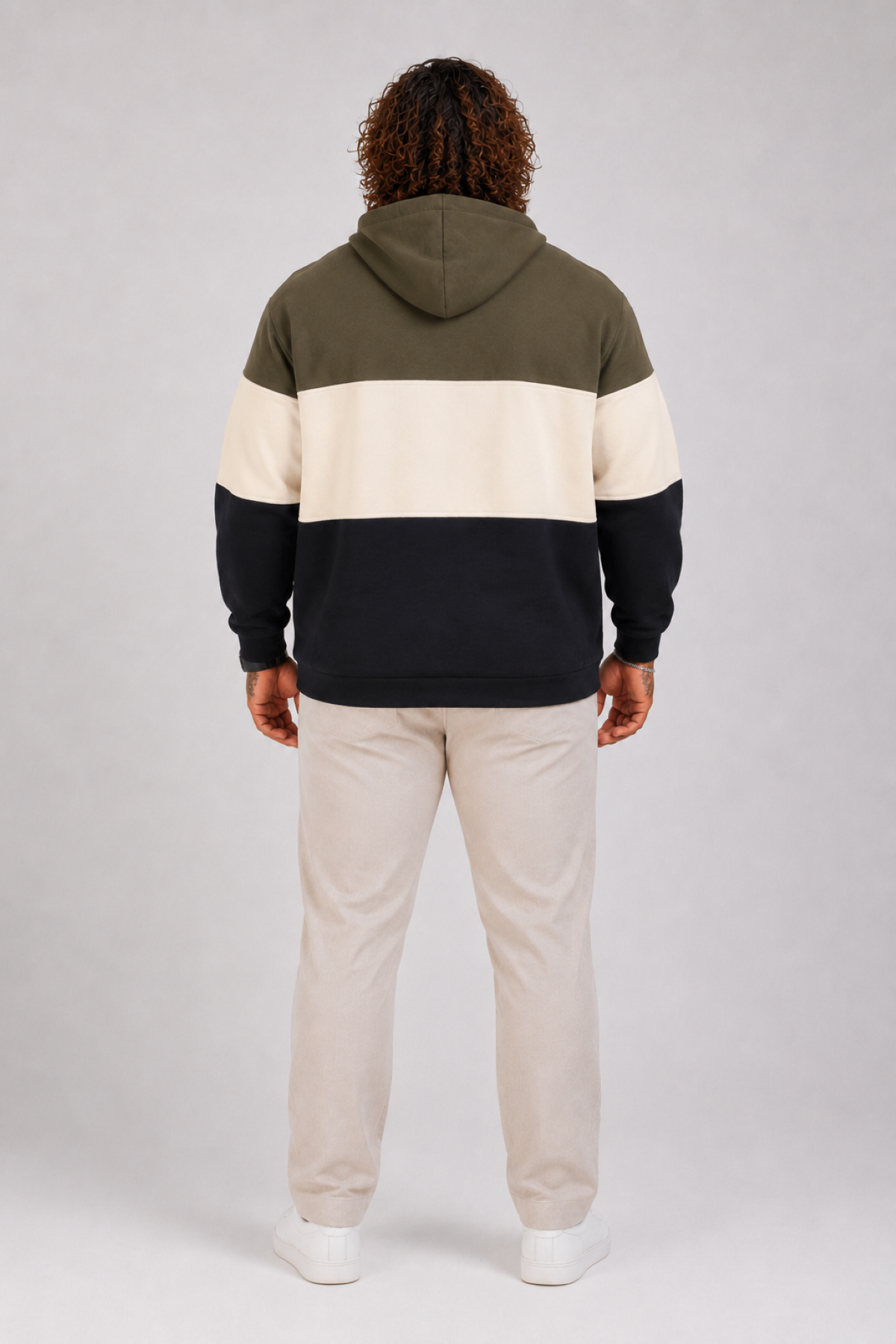Mocgrande Büyük Beden Kapüşonlu 3ip Sweat MG 25725 HAKI