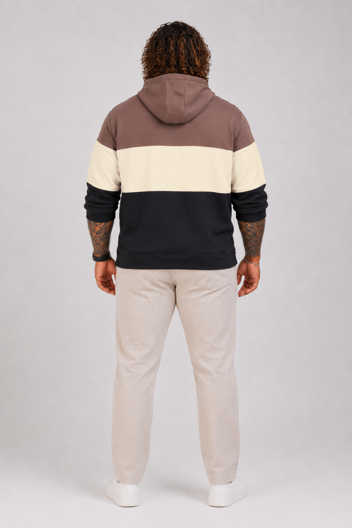 Mocgrande Büyük Beden Kapüşonlu 3ip Sweat MG 25725 Vizon