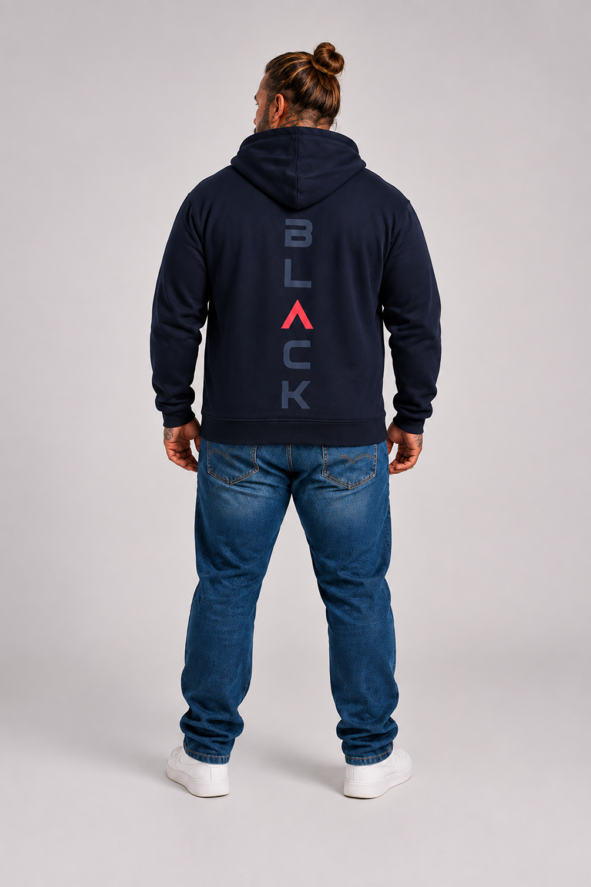 MocGrande Büyük Beden Kapüşonlu Fermuarlı 3ip Sweat Black 25716 LACIVERT