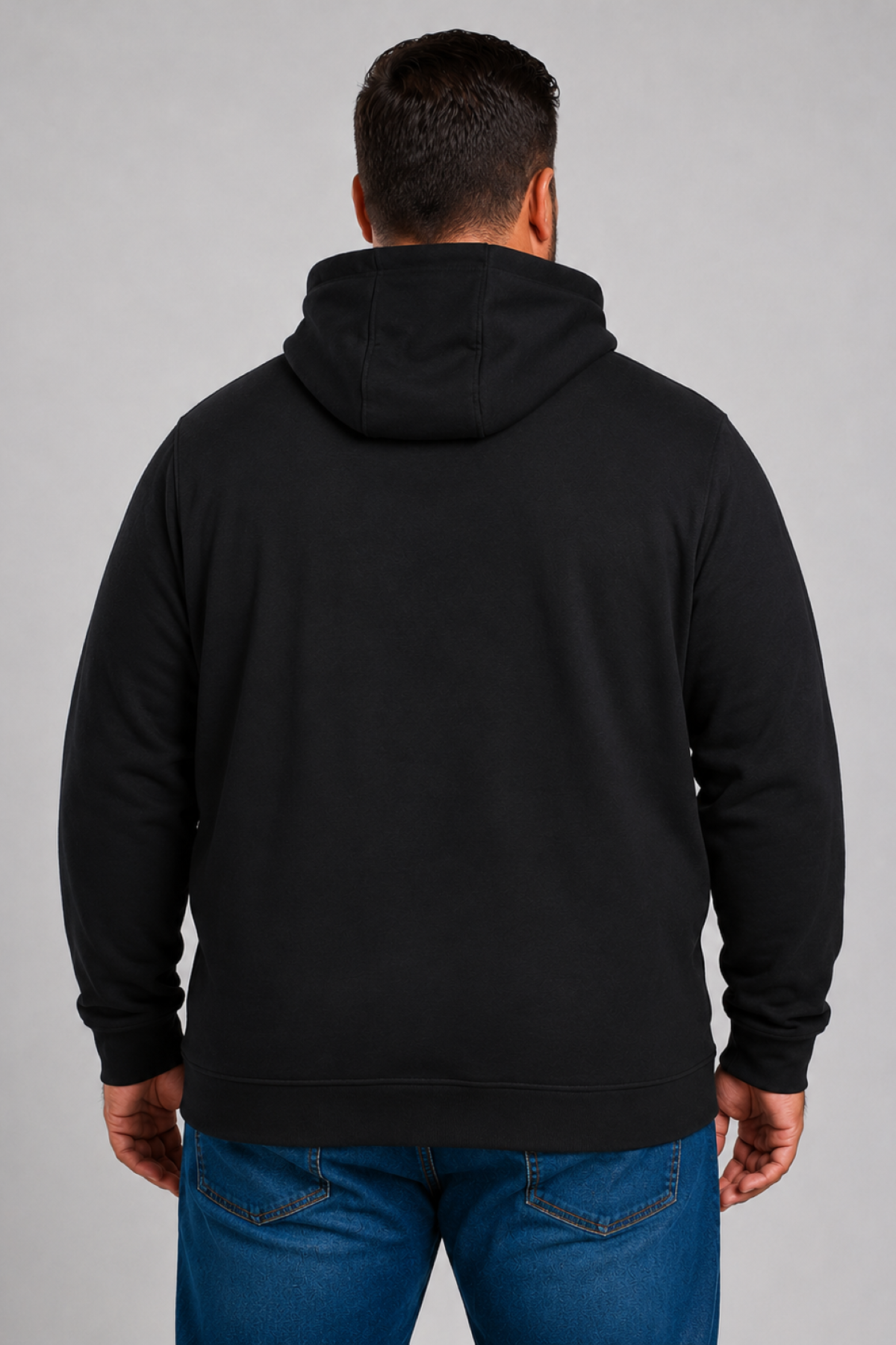 MocGrande Büyük Beden Kapüşonlu Sweat Double Face Winter 25700 SIYAH