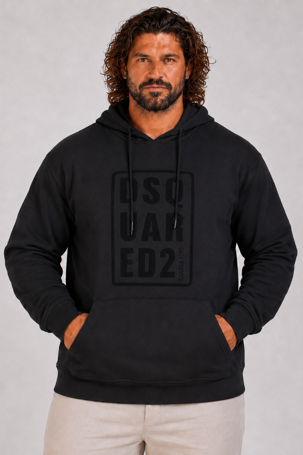 MocGrande Büyük Beden Kapüşonlu Sweat Double Face DSQ 25712 SIYAH