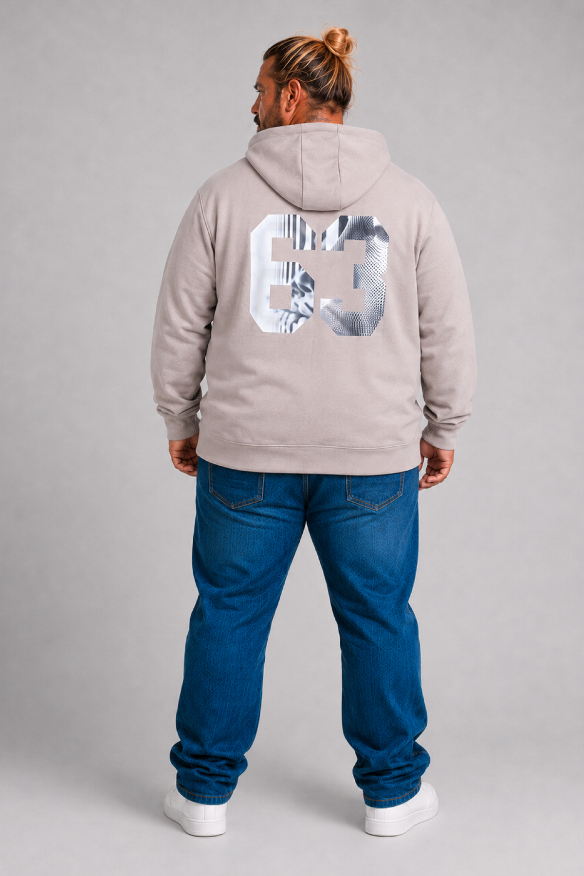 MocGrande Büyük Beden Kapüşonlu Sweat Double Face Sixty Three 25704 BEJ
