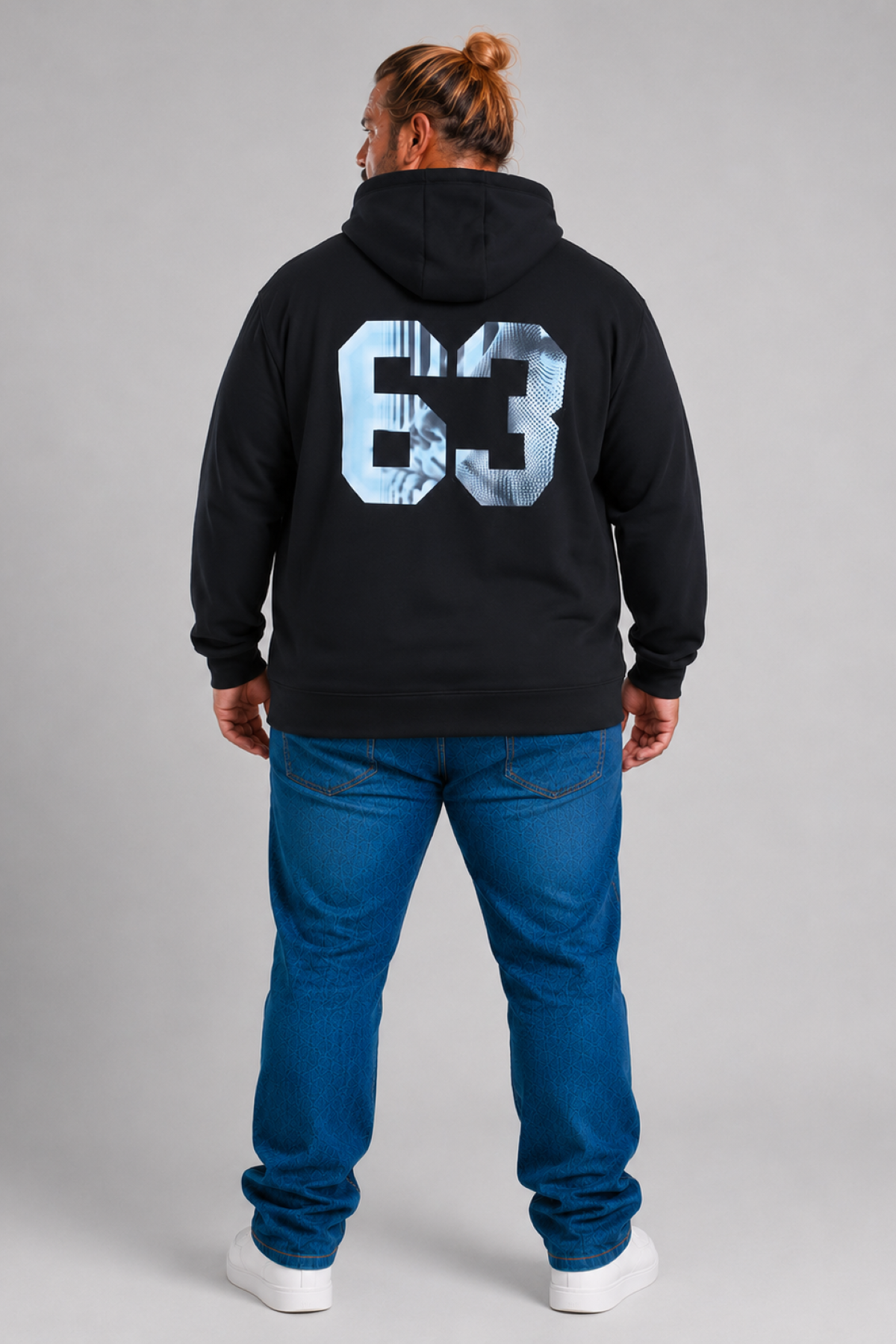 MocGrande Büyük Beden Kapüşonlu Sweat Double Face Sixty Three 25704 SIYAH