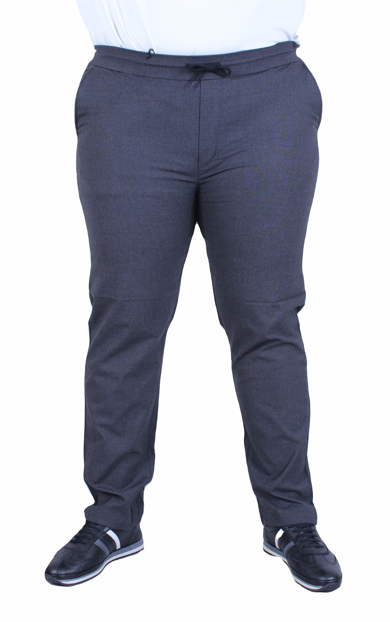 Mocgrande Büyük Beden Keten Pantolon Likralı Yan Cep Bel Lastikli 11950 ANTRASIT