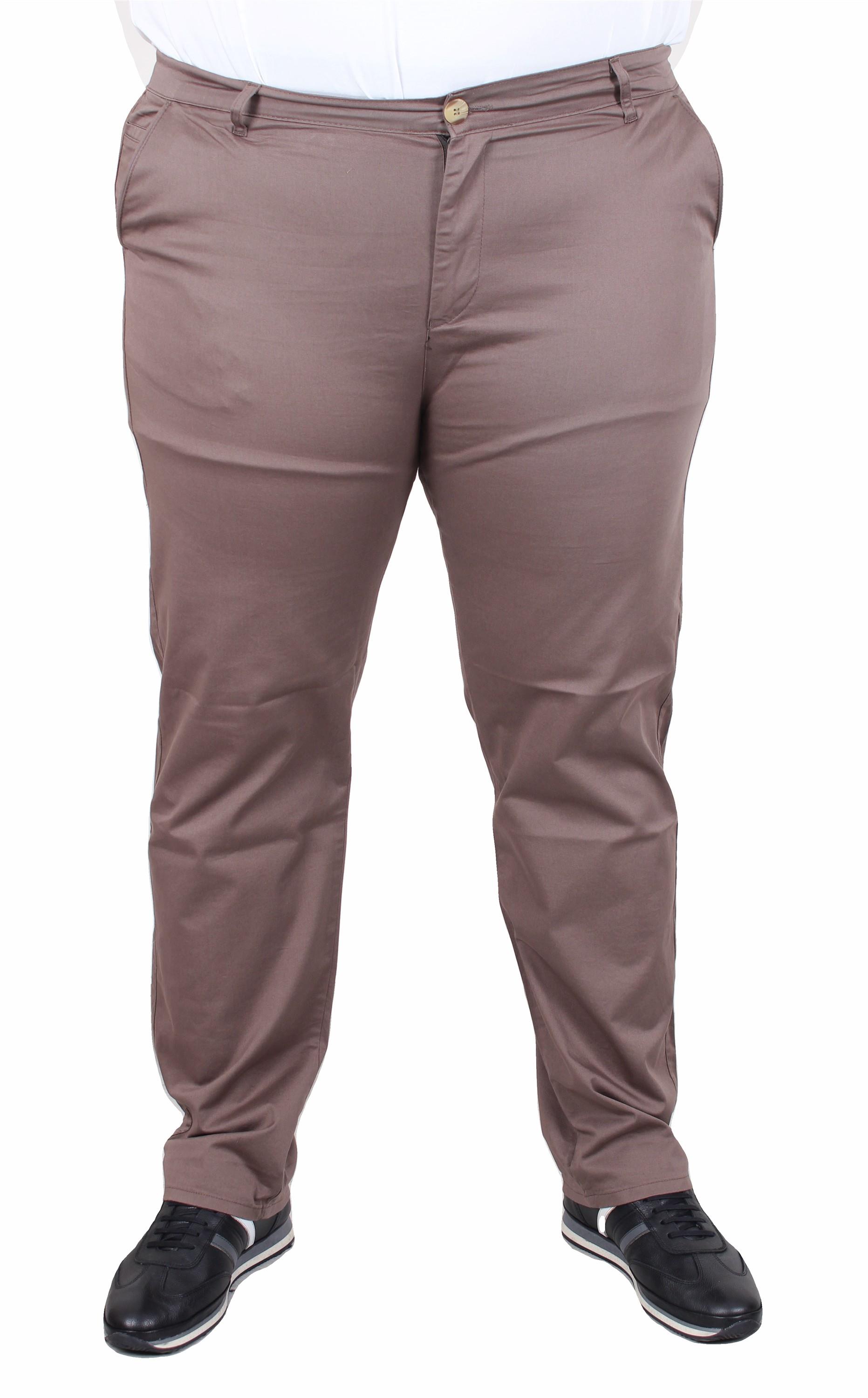 Mocgrande Büyük Beden Keten Pantolon Likralı Yan Cep Çino 11951 TOPRAK