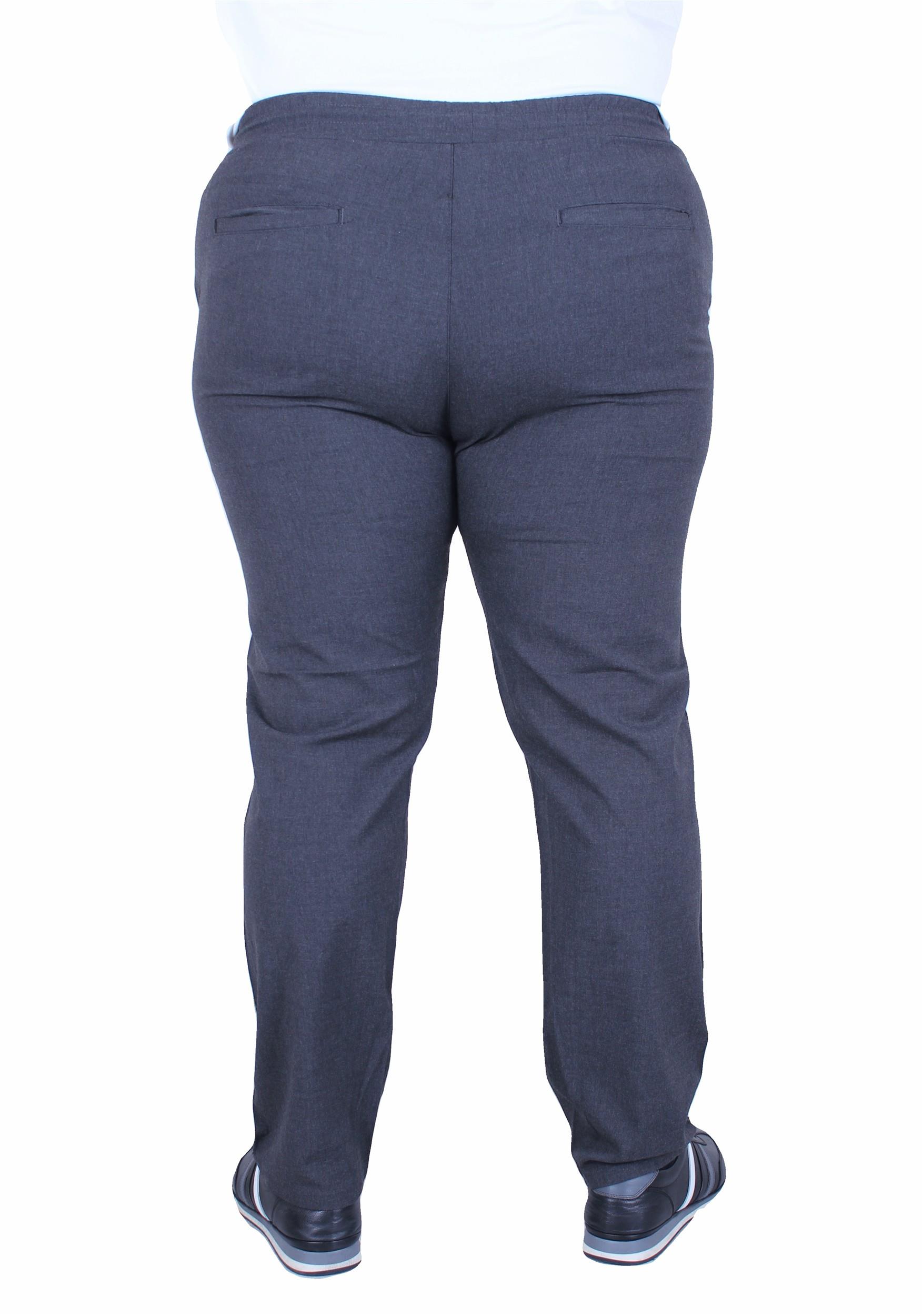 Mocgrande Büyük Beden Keten Pantolon Likralı Yan Cep Bel Lastikli 11950 ANTRASIT