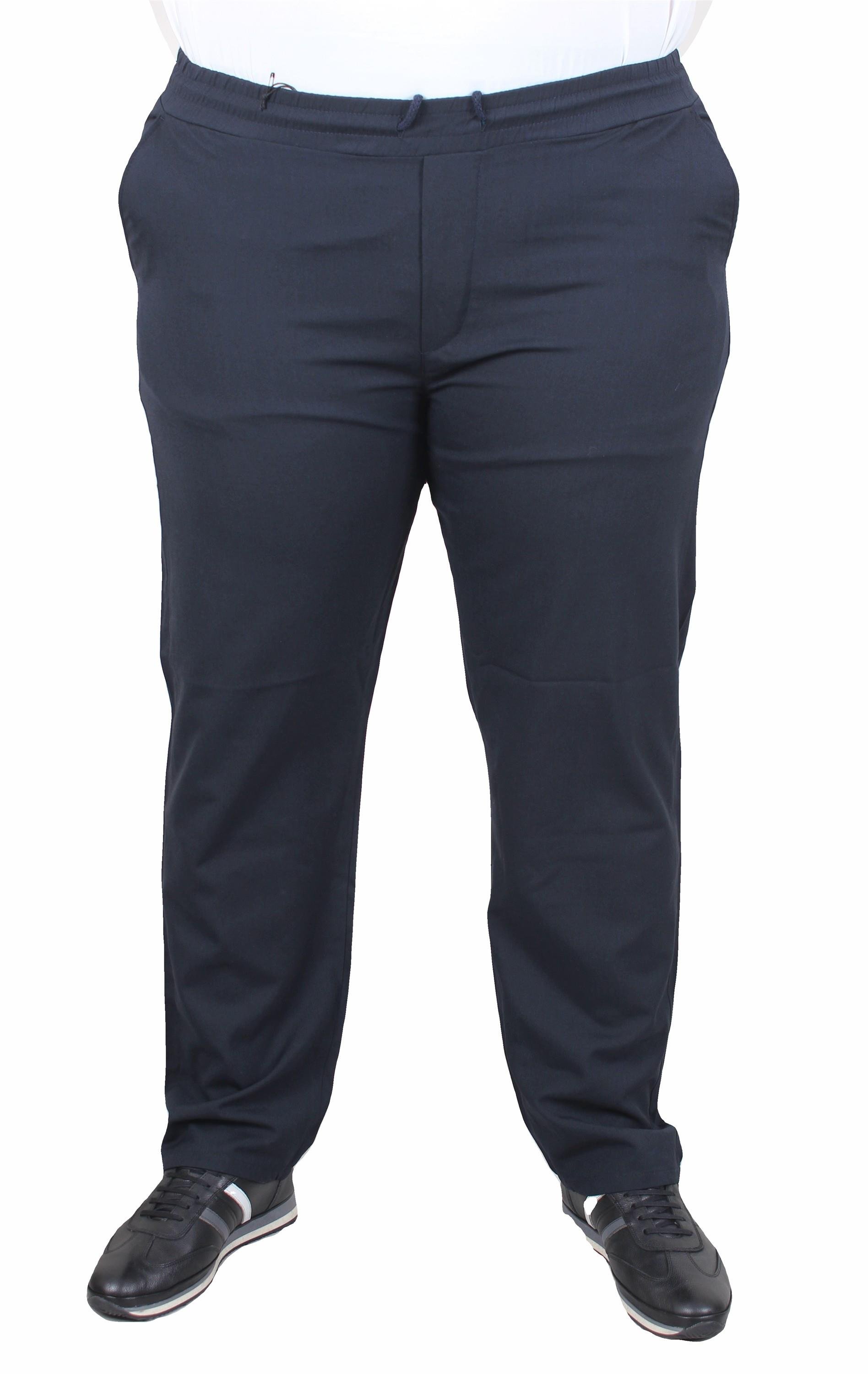 Mocgrande Büyük Beden Keten Pantolon Likralı Yan Cep Bel Lastikli 11950 LACIVERT