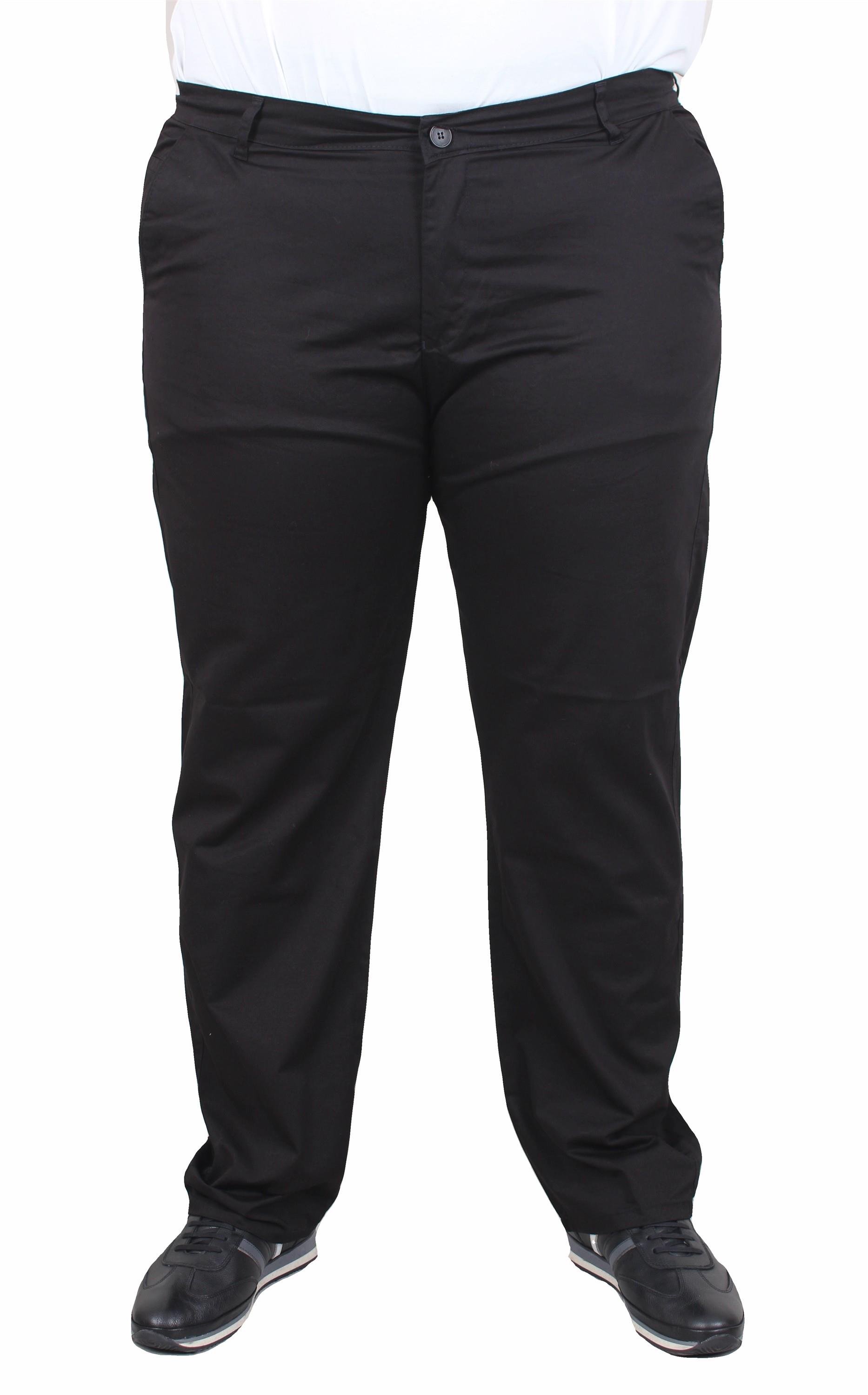 Mocgrande Büyük Beden Keten Pantolon Likralı Yan Cep Çino 11951 SIYAH