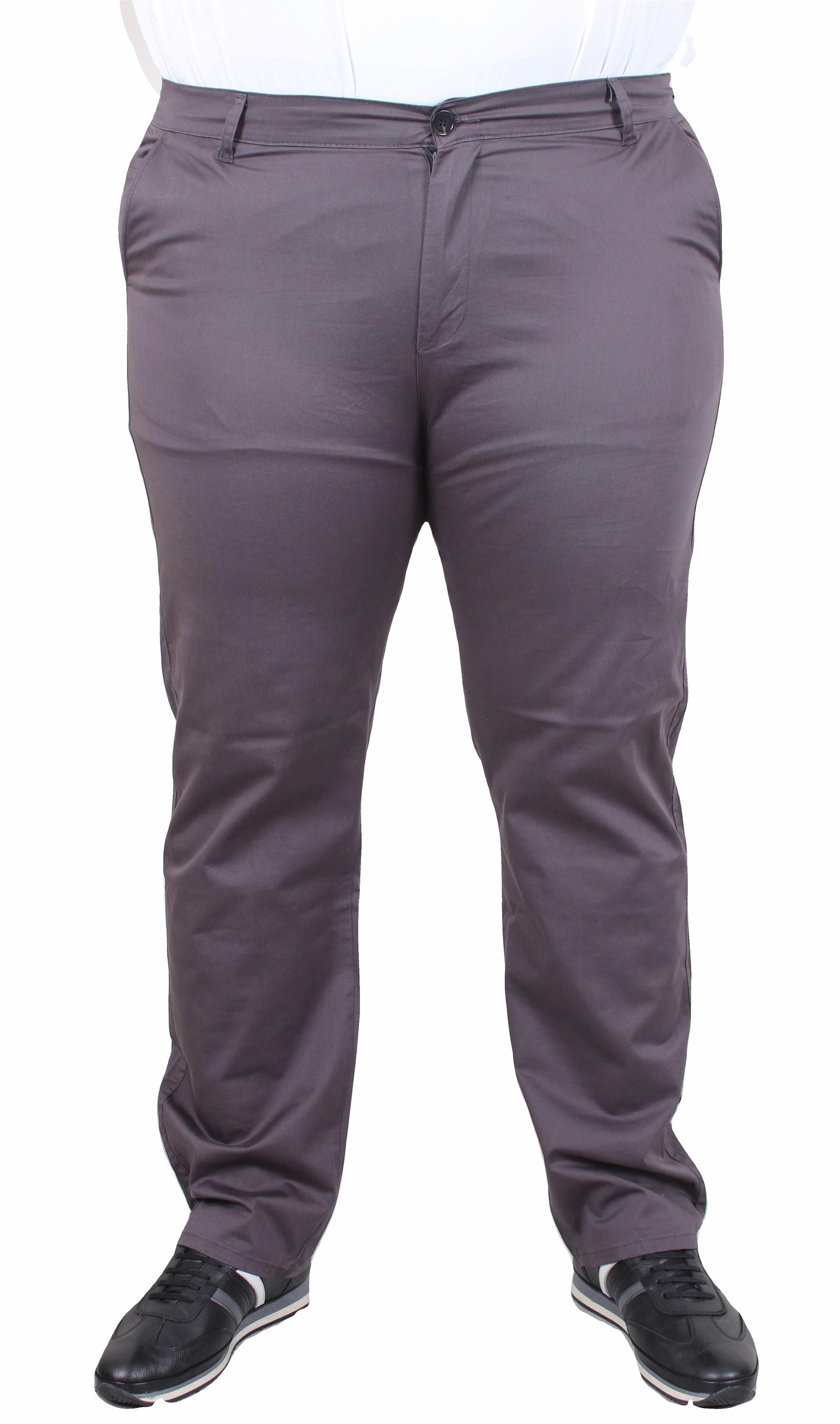 Mocgrande Büyük Beden Keten Pantolon Likralı Yan Cep Çino 11951 FUME