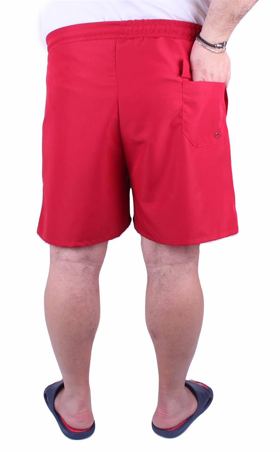 Mocgrande Büyük Beden Klasik Deniz Şortu 23677 KIRMIZI