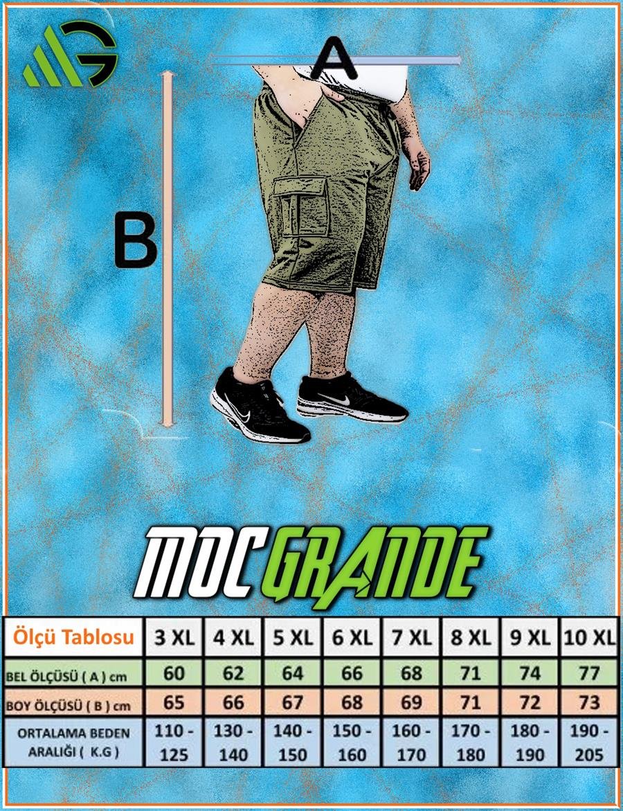 Mocgrande Büyük Beden Komando Cep Penye Şort 23602 BORDO