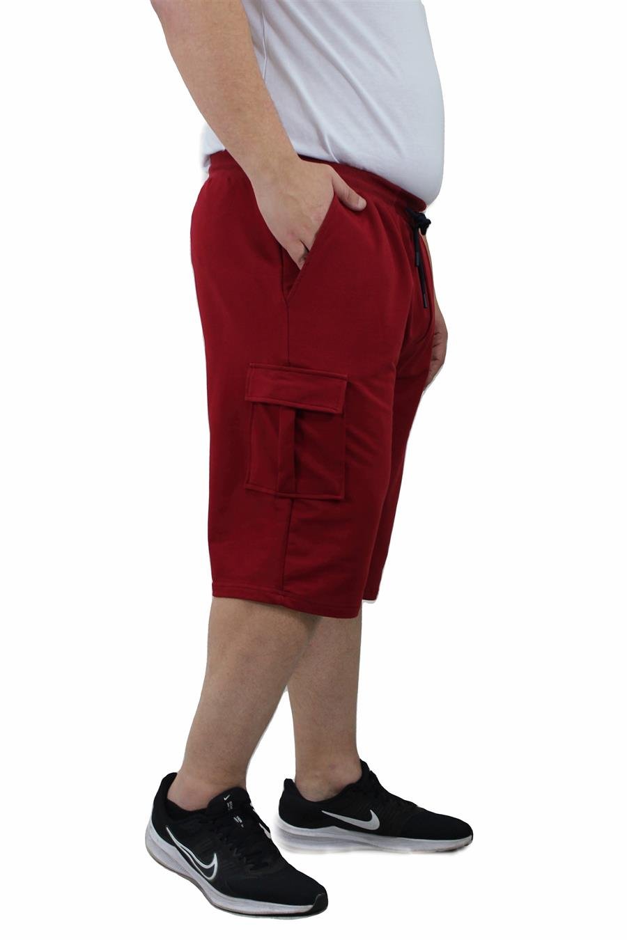 Mocgrande Büyük Beden Komando Cep Penye Şort 23602 BORDO