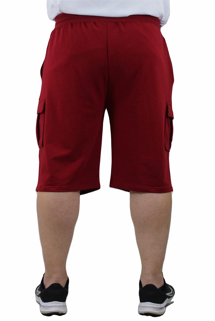Mocgrande Büyük Beden Komando Cep Penye Şort 23602 BORDO