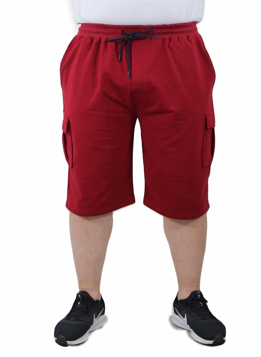 Mocgrande Büyük Beden Komando Cep Penye Şort 23602 BORDO