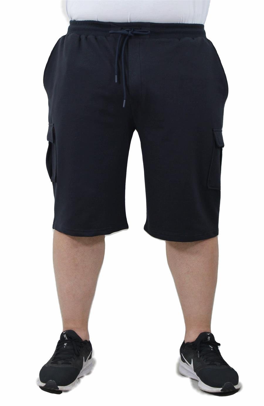 Mocgrande Büyük Beden Komando Cep Penye Şort 23602 LACIVERT