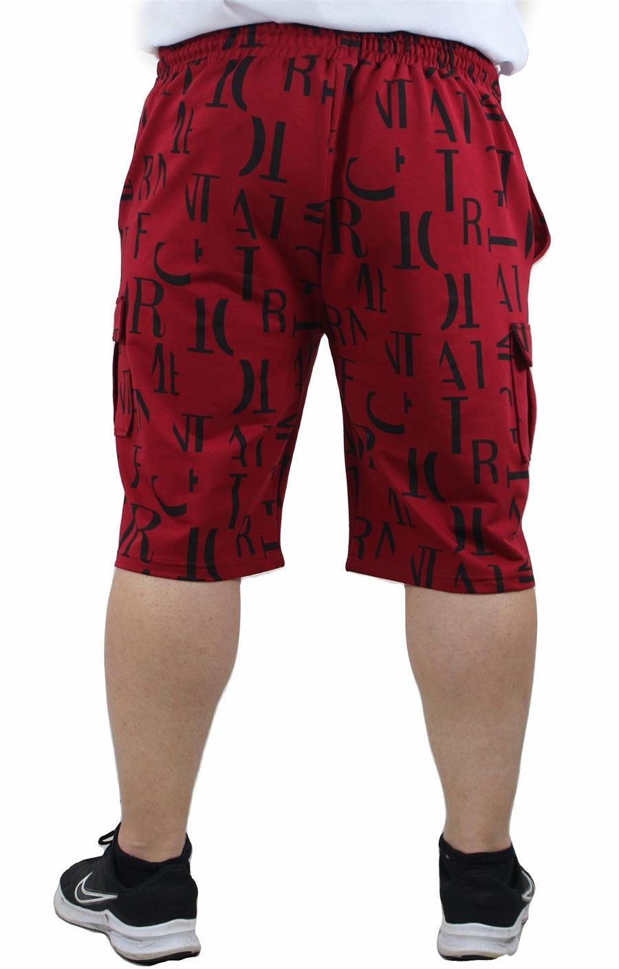 Mocgrande Büyük Beden Letter Dance Likralı Erkek Penye Şort 23608 BORDO