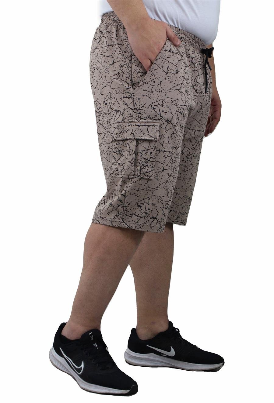 Mocgrande Büyük Beden Likralı Erkek Penye Şort Broken Glass 23611 TOPRAK