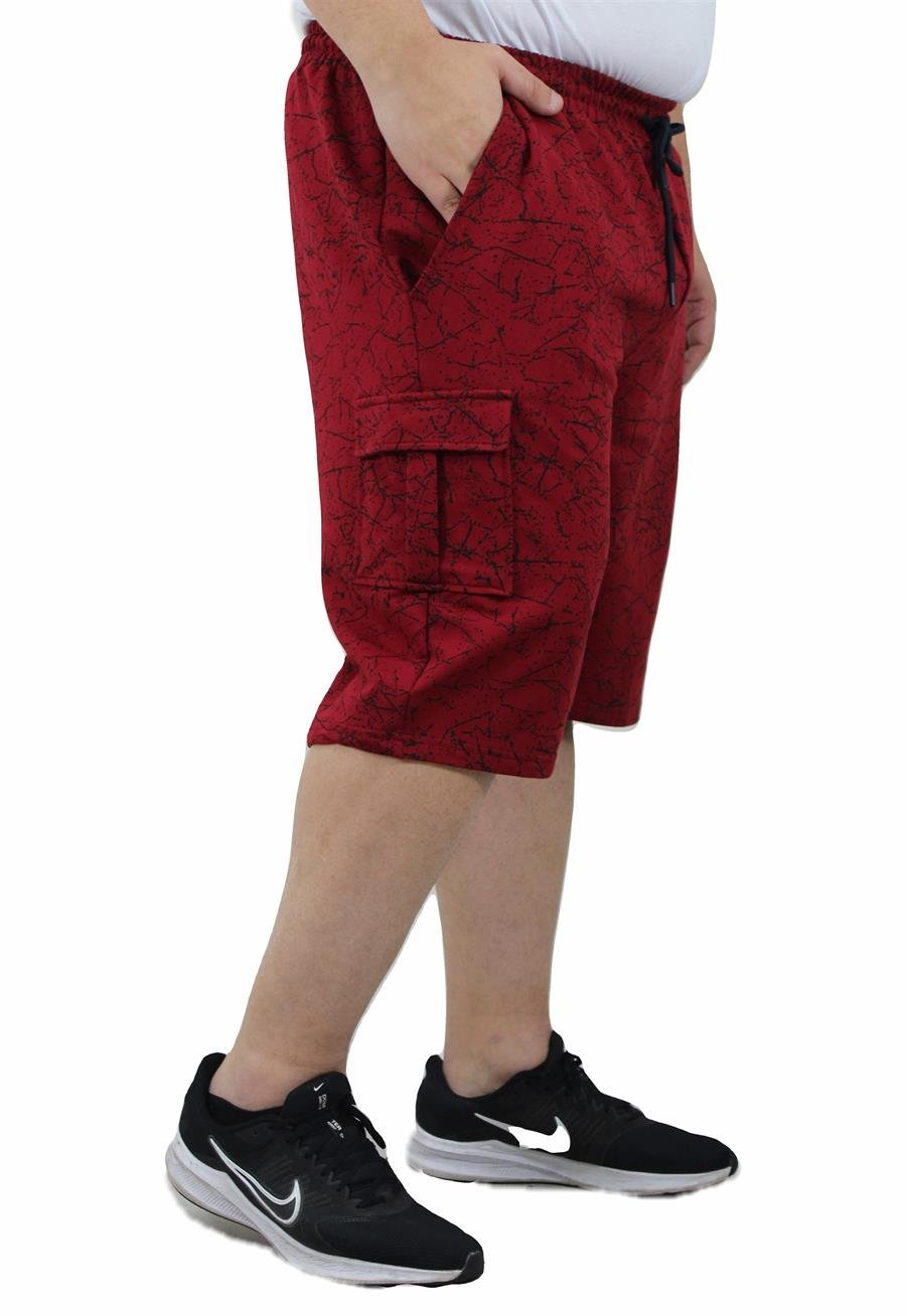 Mocgrande Büyük Beden Likralı Erkek Penye Şort Broken Glass 23611 BORDO