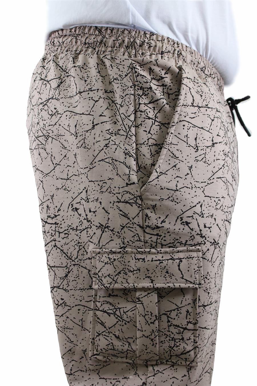 Mocgrande Büyük Beden Likralı Erkek Penye Şort Broken Glass 23611 TOPRAK