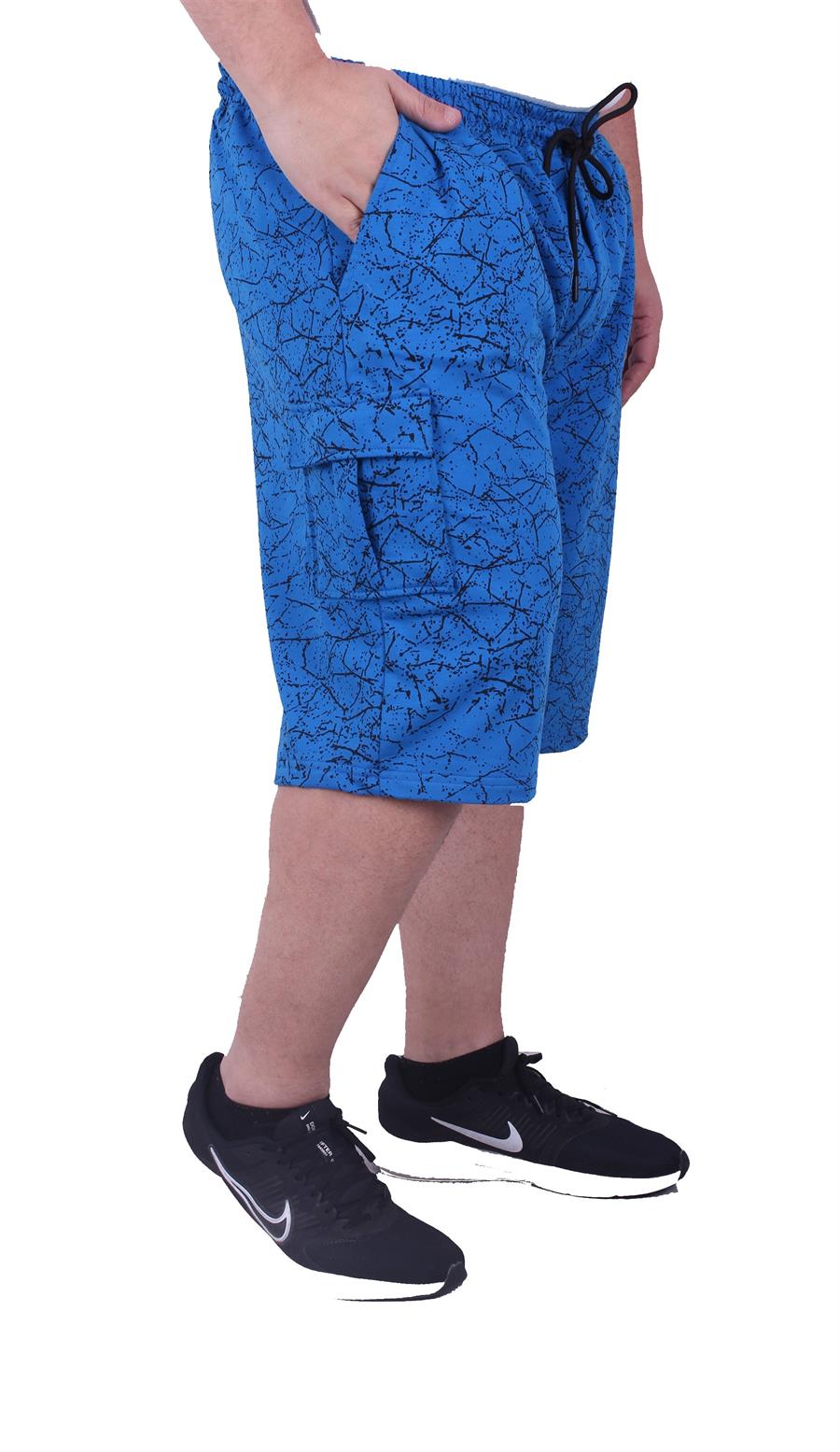 Mocgrande Büyük Beden Likralı Erkek Penye Şort Broken Glass 23611 SAKS