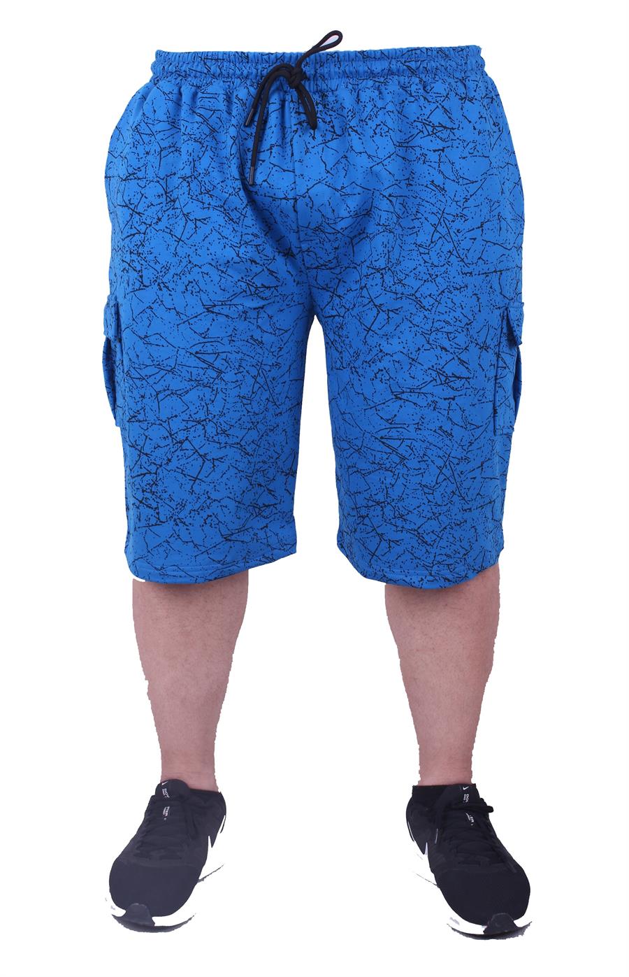 Mocgrande Büyük Beden Likralı Erkek Penye Şort Broken Glass 23611 SAKS