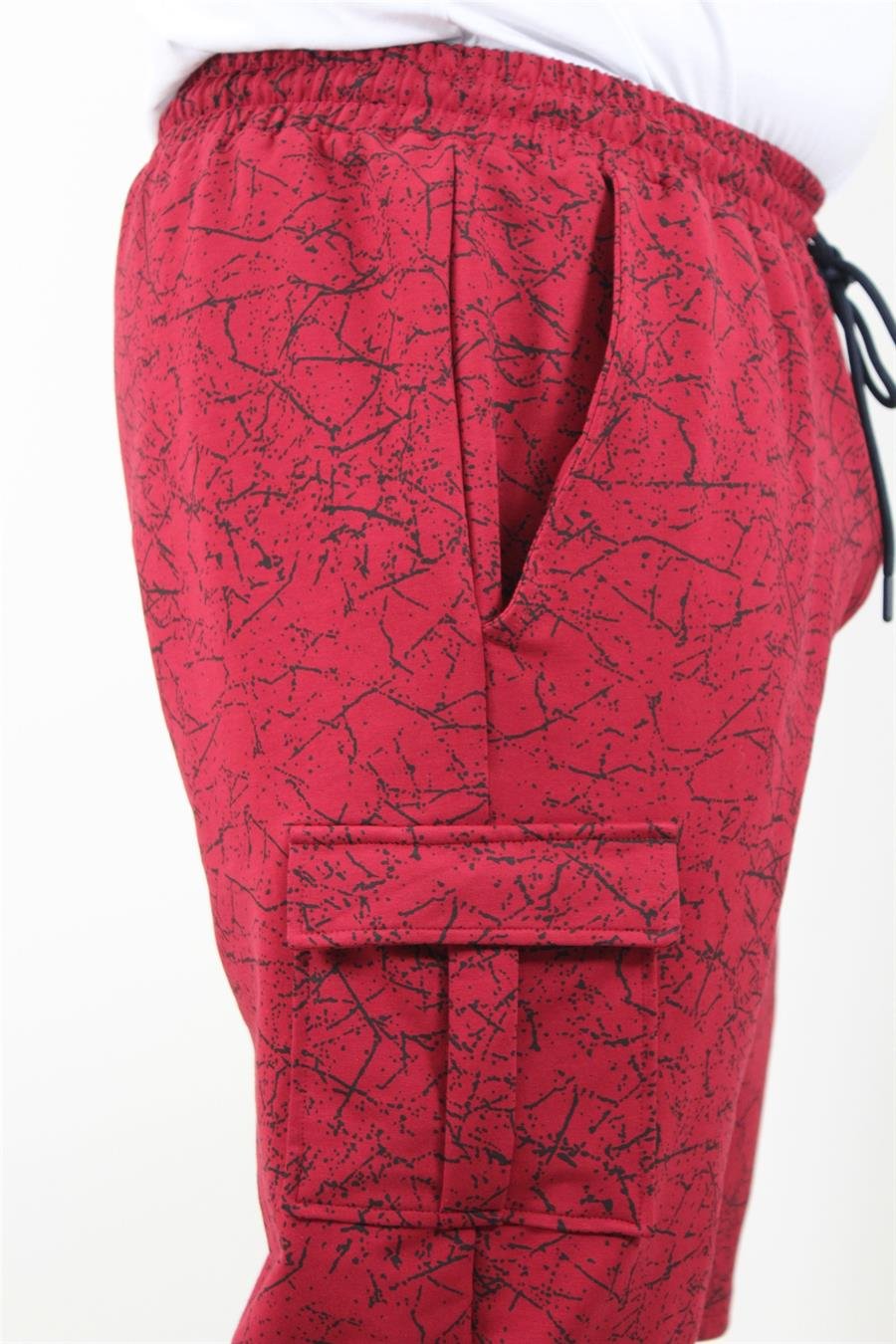 Mocgrande Büyük Beden Likralı Erkek Penye Şort Broken Glass 23611 BORDO