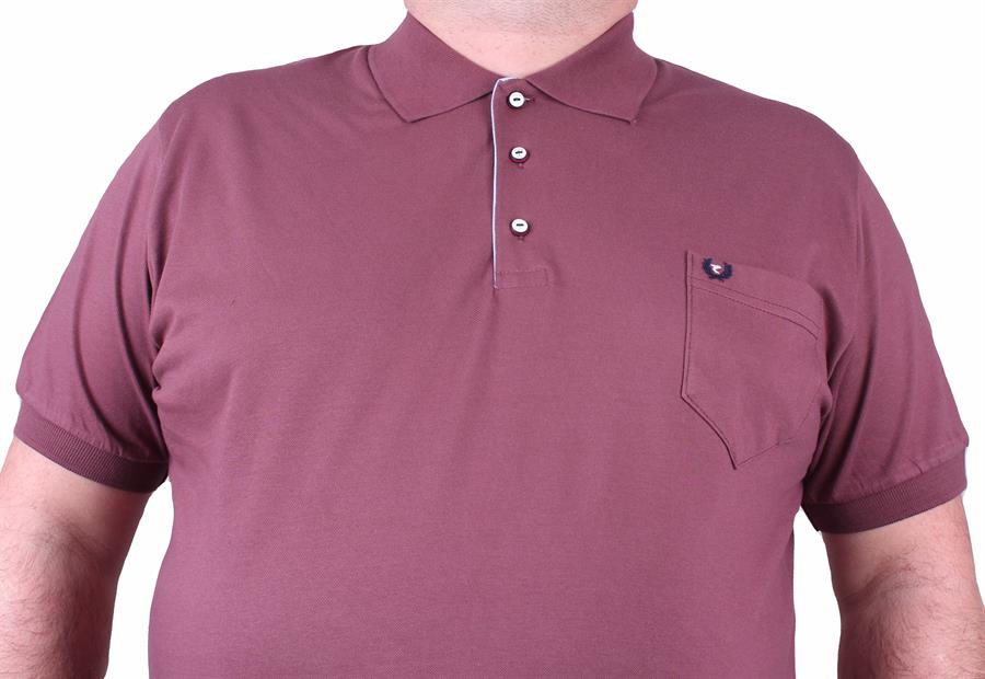 Mocgrande Büyük Beden Likralı Klasik Cepli Polo Tişört 11501 Eflatun