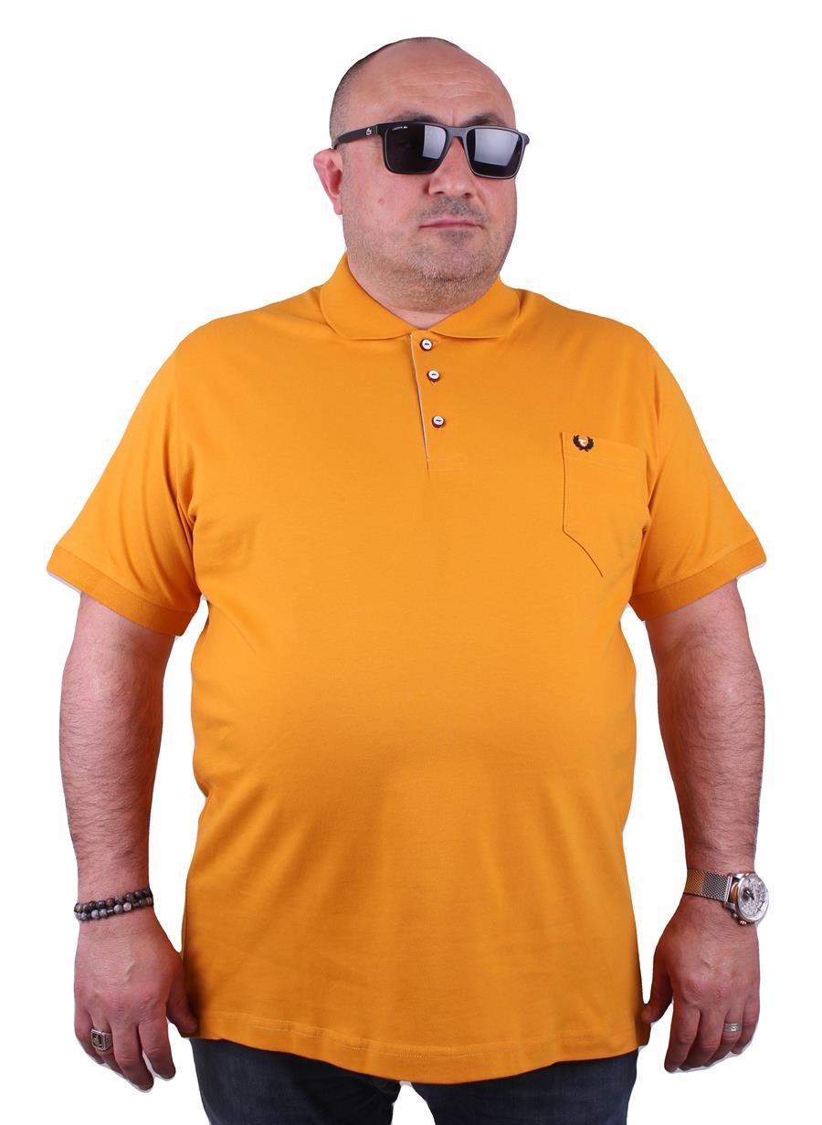 Mocgrande Büyük Beden Likralı Klasik Cepli Polo Tişört 11501 HARDAL