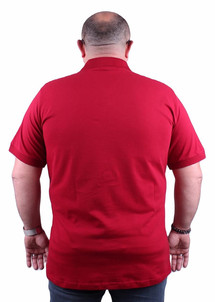 Mocgrande Büyük Beden Likralı Klasik Cepli Polo Tişört 11501 BORDO