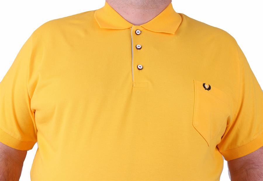 Mocgrande Büyük Beden Likralı Klasik Cepli Polo Tişört 11501 SARI