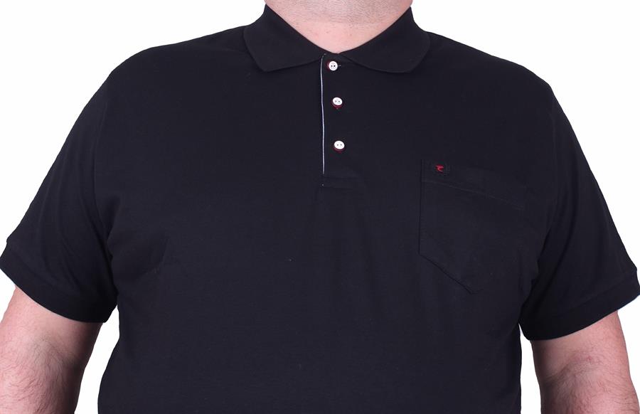 Mocgrande Büyük Beden Likralı Klasik Cepli Polo Tişört 11501 SIYAH