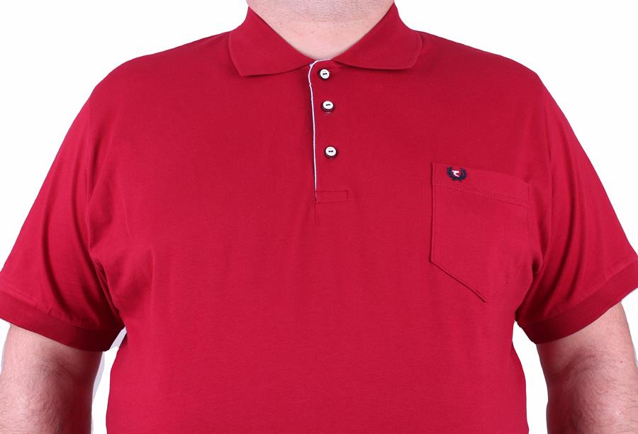 Mocgrande Büyük Beden Likralı Klasik Cepli Polo Tişört 11501 BORDO