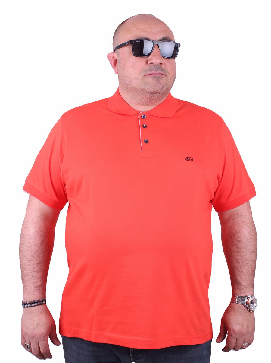 Mocgrande Büyük Beden Likralı Klasik Polo Tişört 11500 Nar Çiçeği