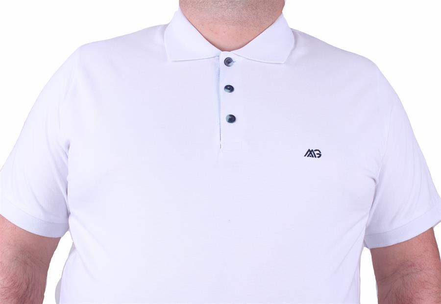 Mocgrande Büyük Beden Likralı Klasik Polo Tişört 11500 BEYAZ