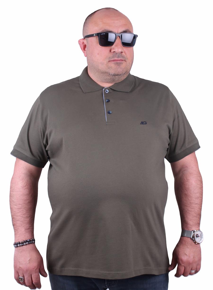 Mocgrande Büyük Beden Likralı Klasik Polo Tişört 11500 HAKI