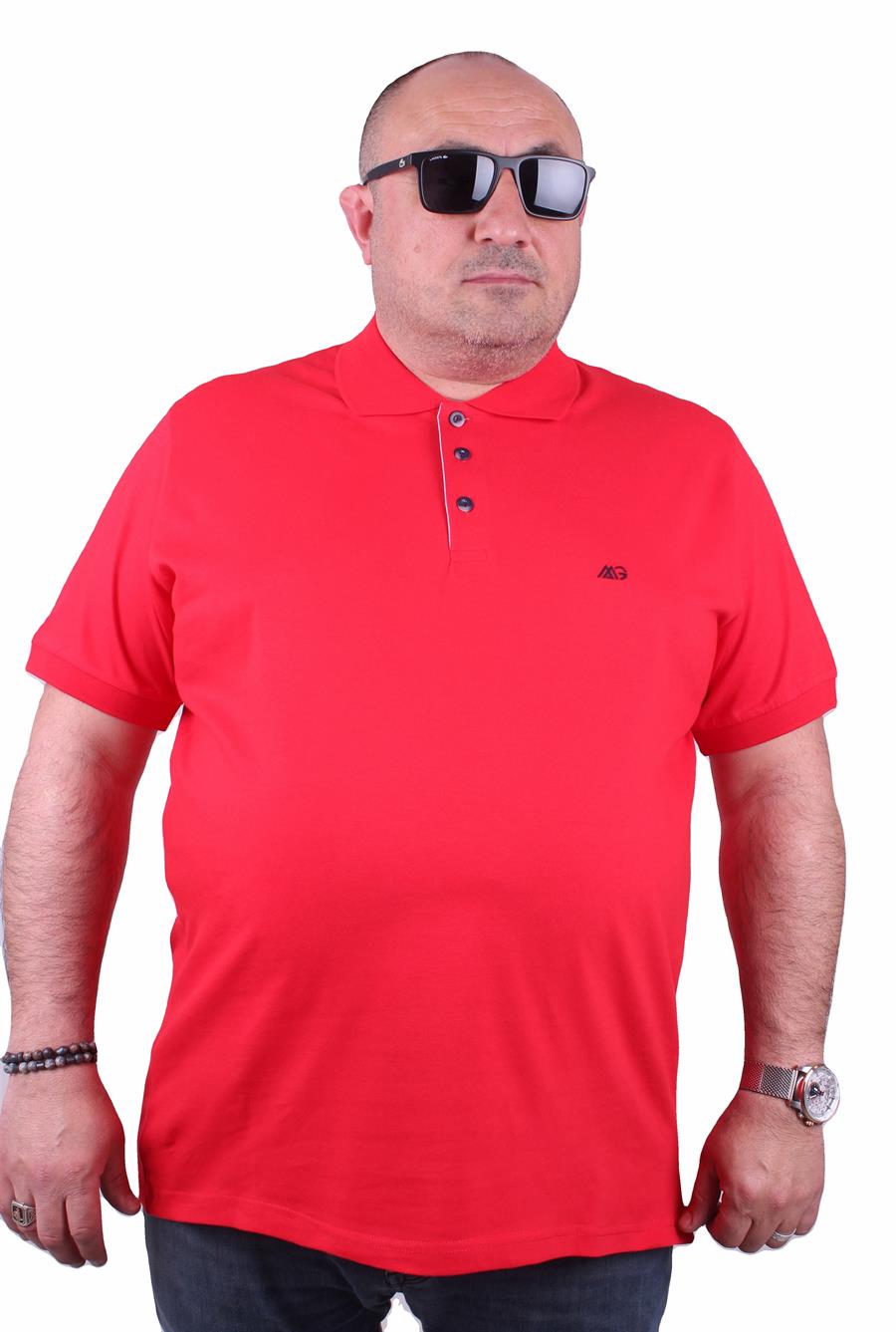 Mocgrande Büyük Beden Likralı Klasik Polo Tişört 11500 KIRMIZI